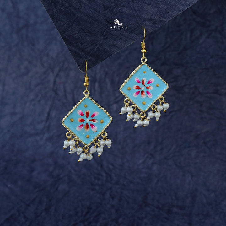 Hand Painted Diamond Pearl Drop