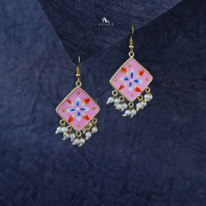 Hand Painted Diamond Pearl Drop