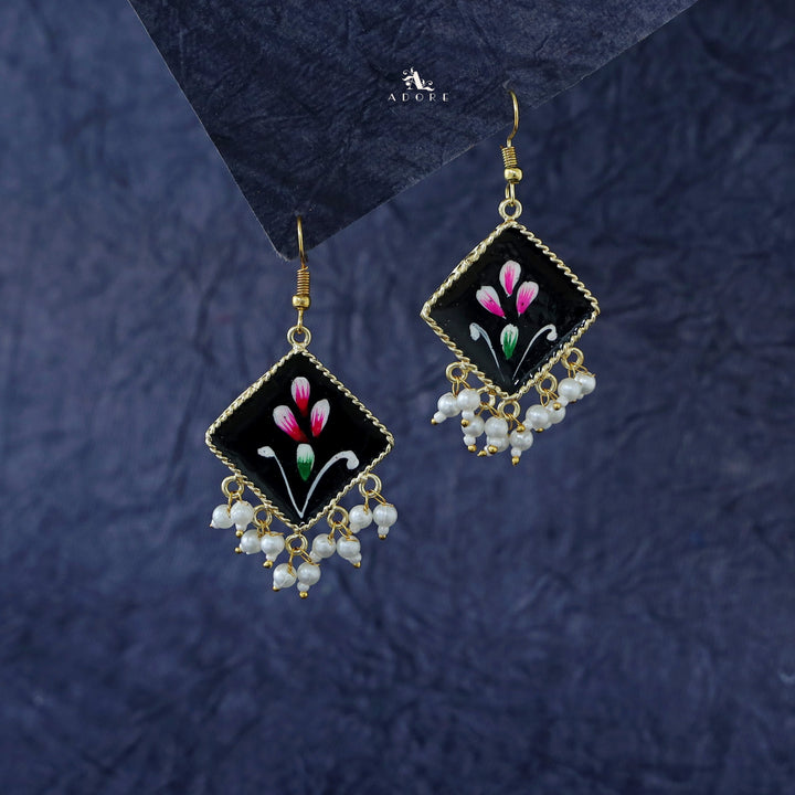 Hand Painted Diamond Pearl Drop