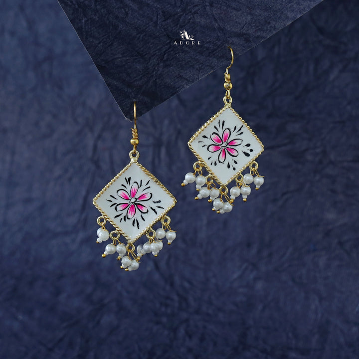 Hand Painted Diamond Pearl Drop