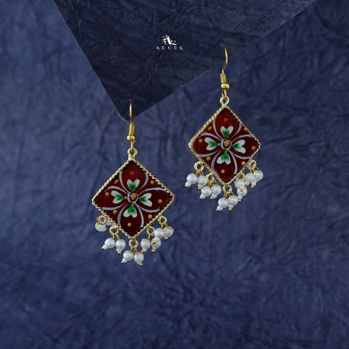 Hand Painted Diamond Pearl Drop