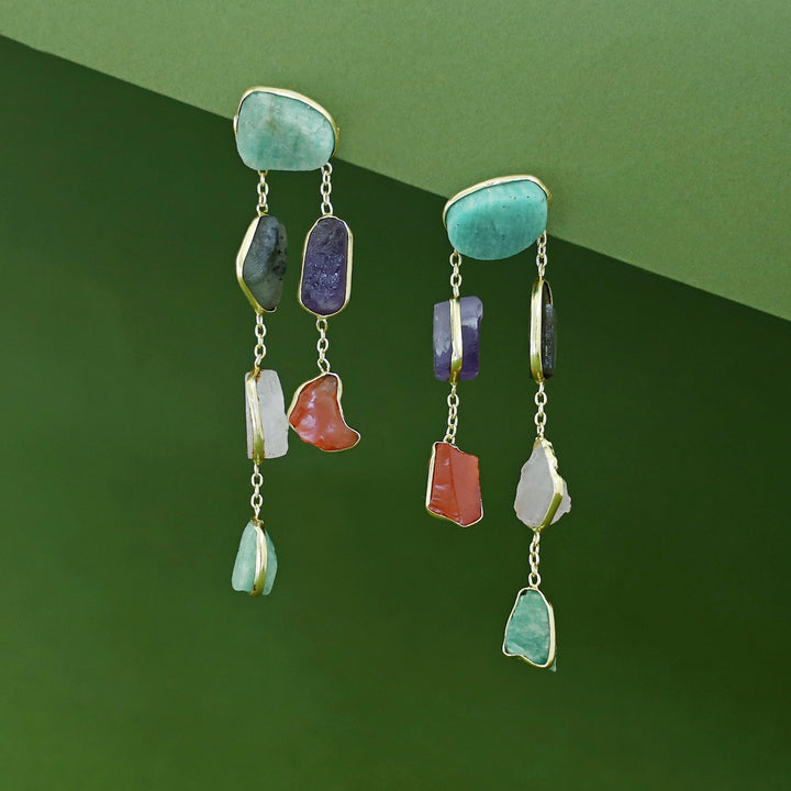 Mawar Tassel Raw Stone Earring