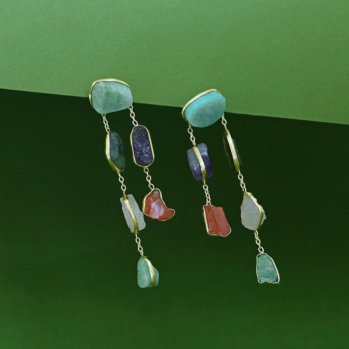 Mawar Tassel Raw Stone Earring