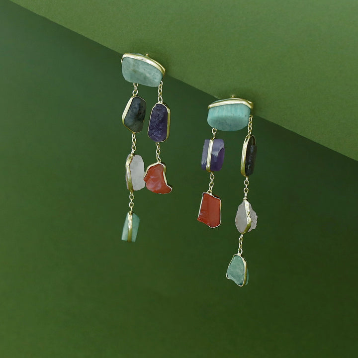 Mawar Tassel Raw Stone Earring