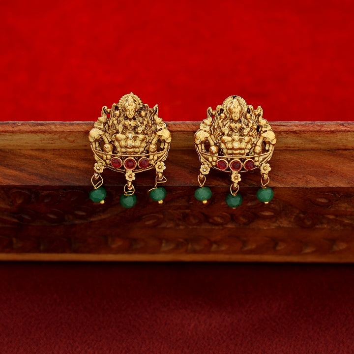 Golden Ball Rudra Devi Beaded Pendant Neckpiece With Earring