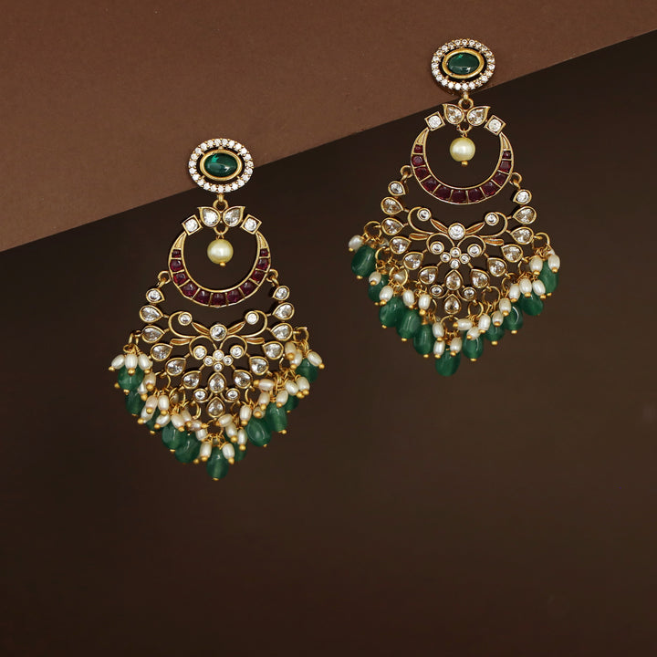 Fisara Half Moon Beaded Rice Pearl Earring