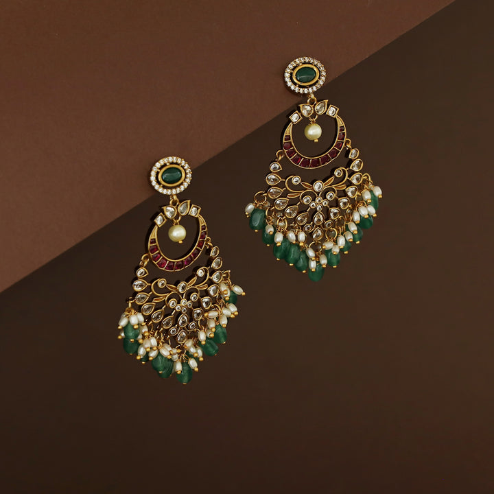 Fisara Half Moon Beaded Rice Pearl Earring