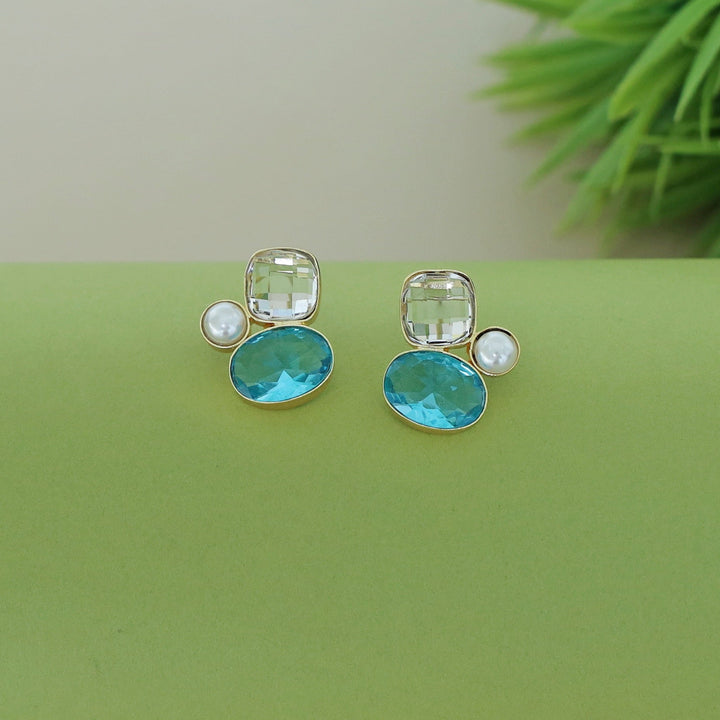 Celine Due Glossy Stone Pearl Earring