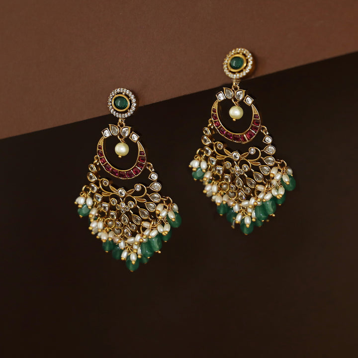 Fisara Half Moon Beaded Rice Pearl Earring