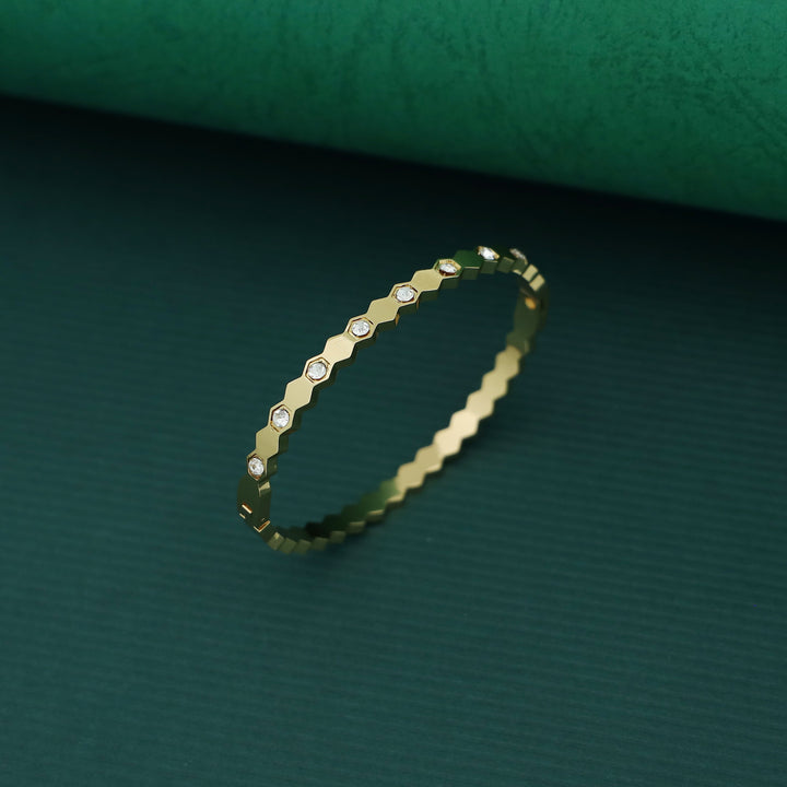 Elise Openable Mini Hexagon + Stone Bangle