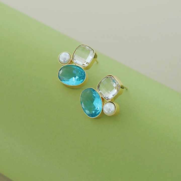 Celine Due Glossy Stone Pearl Earring