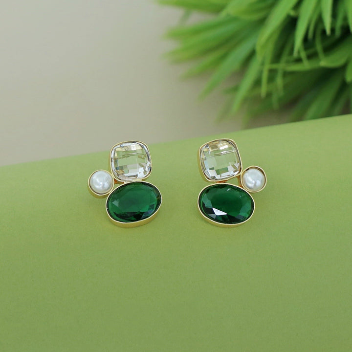 Celine Due Glossy Stone Pearl Earring