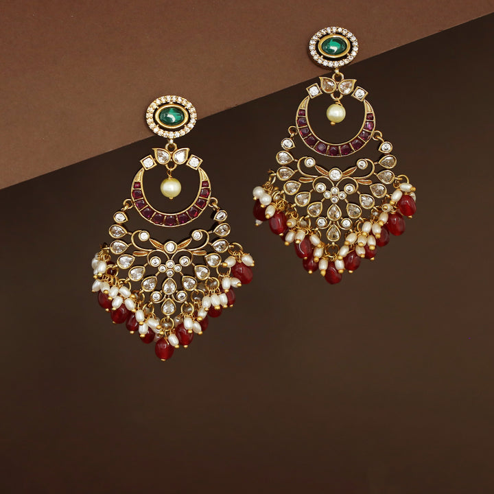 Fisara Half Moon Beaded Rice Pearl Earring