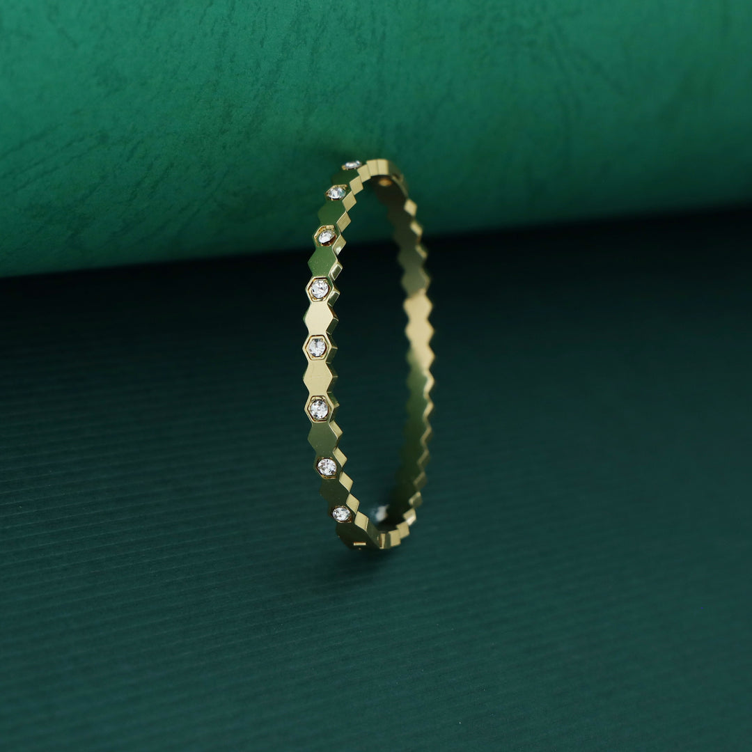 Elise Openable Mini Hexagon + Stone Bangle