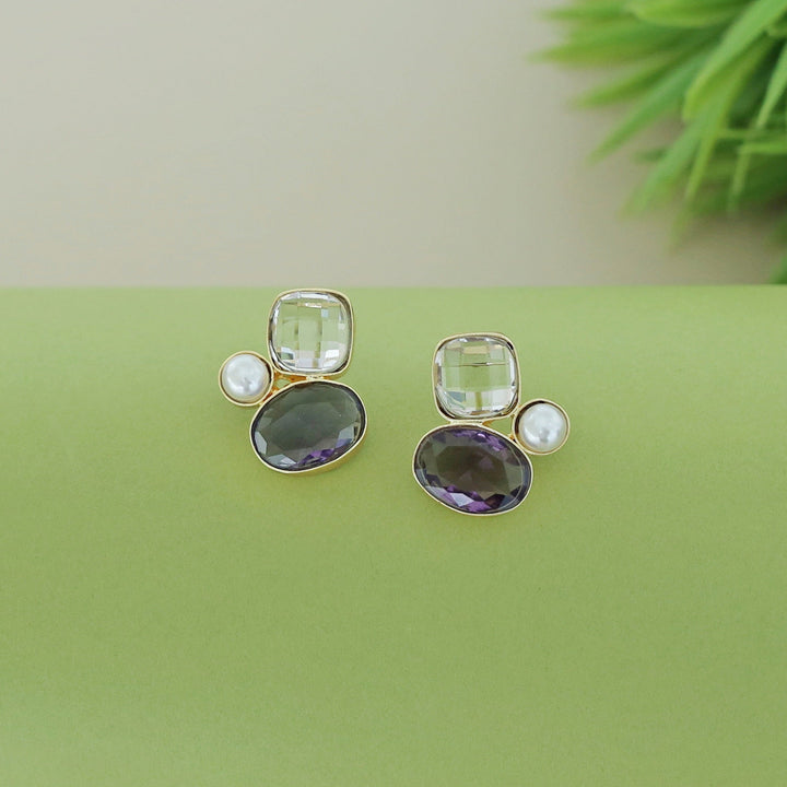 Celine Due Glossy Stone Pearl Earring