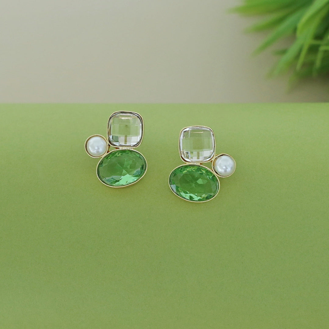 Celine Due Glossy Stone Pearl Earring