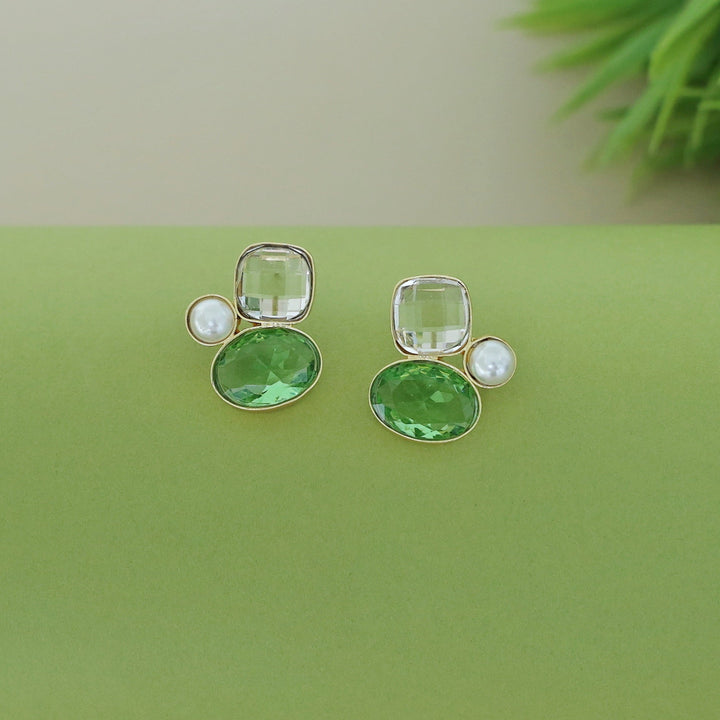 Celine Due Glossy Stone Pearl Earring