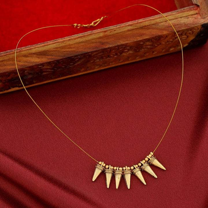 Shritika Golden Ball Cone Pendant String Neckpiece