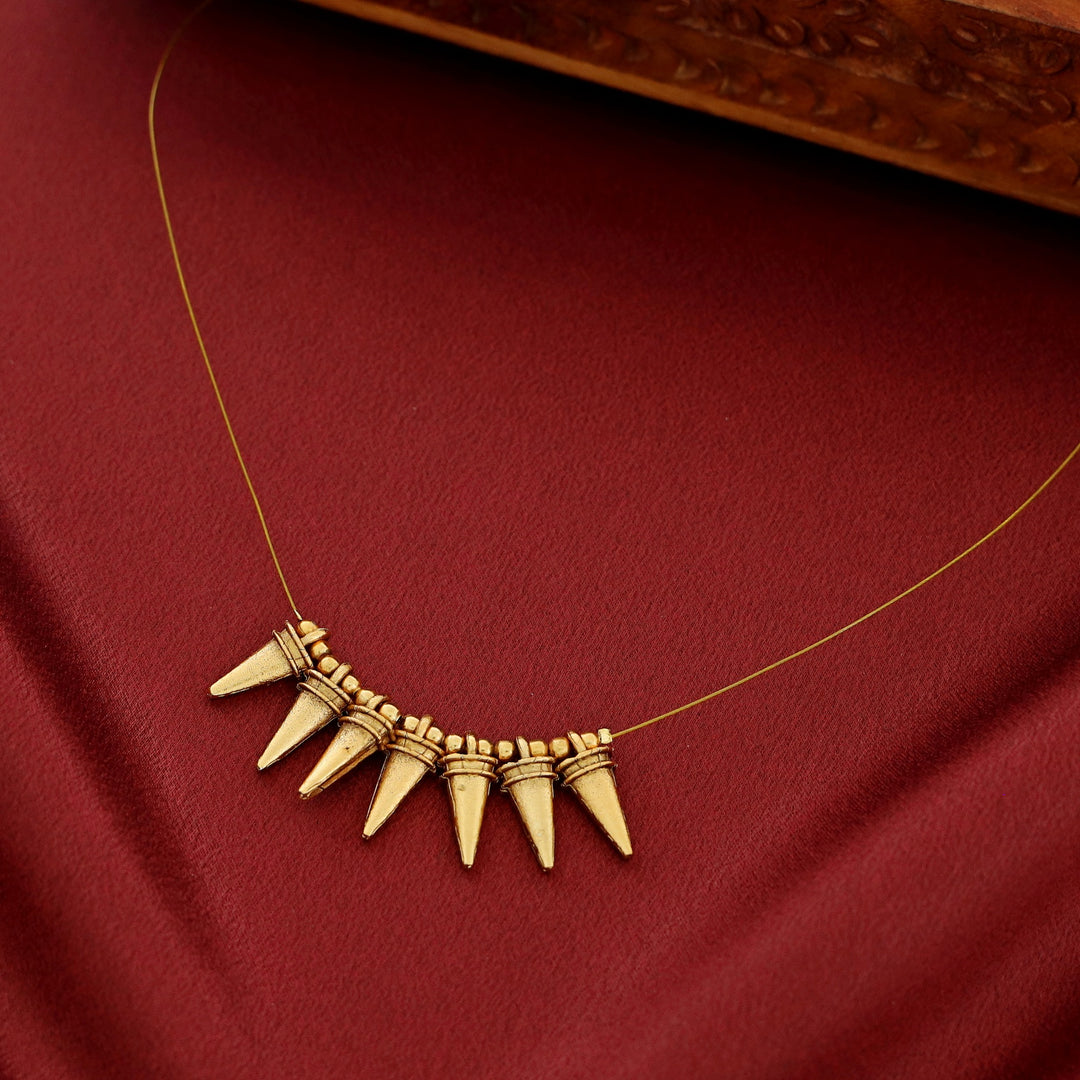 Shritika Golden Ball Cone Pendant String Neckpiece