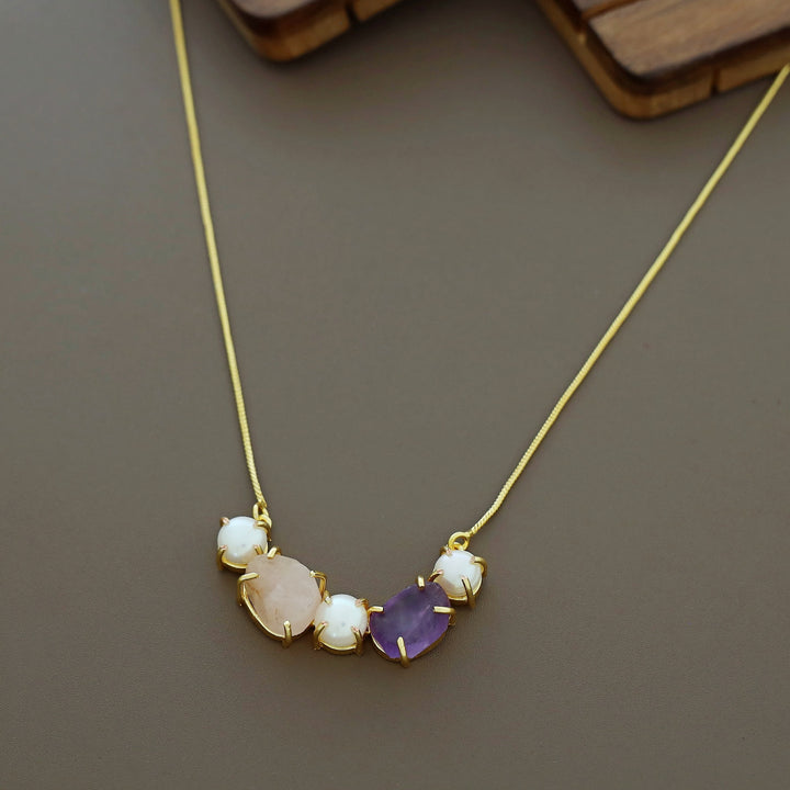 Tri Pearl Raw Stone Neckpiece