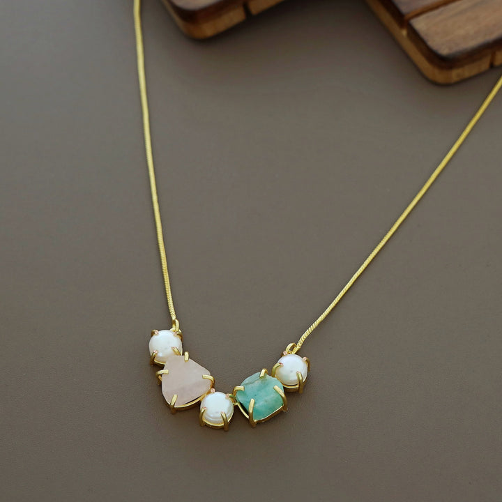 Tri Pearl Raw Stone Neckpiece
