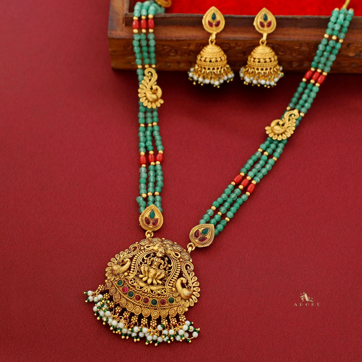 Rudrani Layered Lakshmi Pendant Neckpiece With Earing