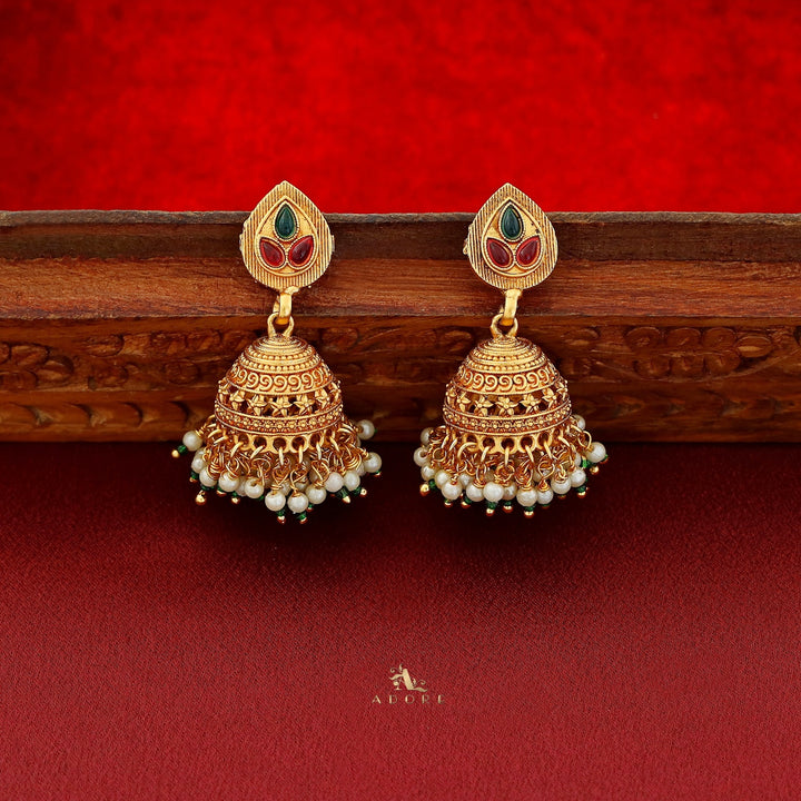 Rudrani Layered Lakshmi Pendant Neckpiece With Earing