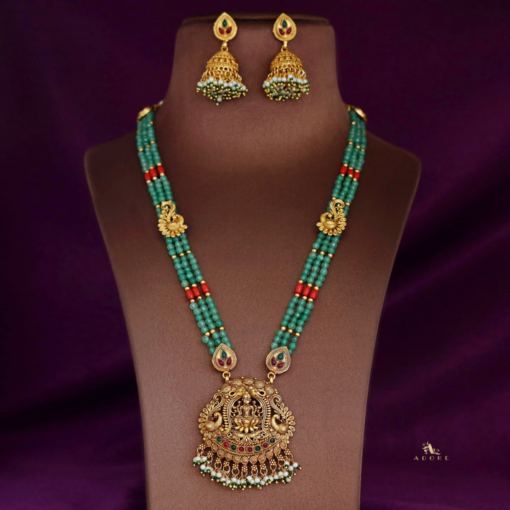 Rudrani Layered Lakshmi Pendant Neckpiece With Earing