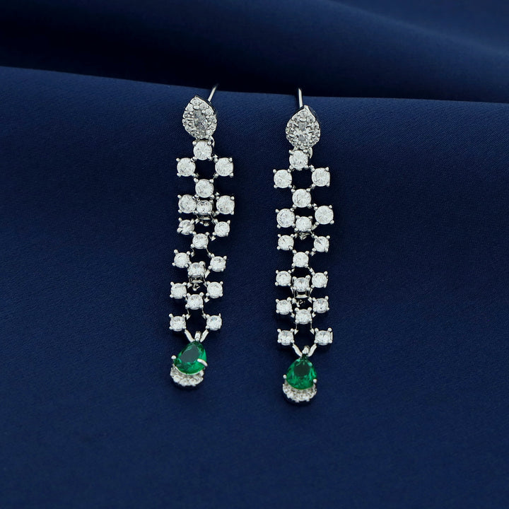 Elsie AD Stone Drop Short Neckpiece With Earring