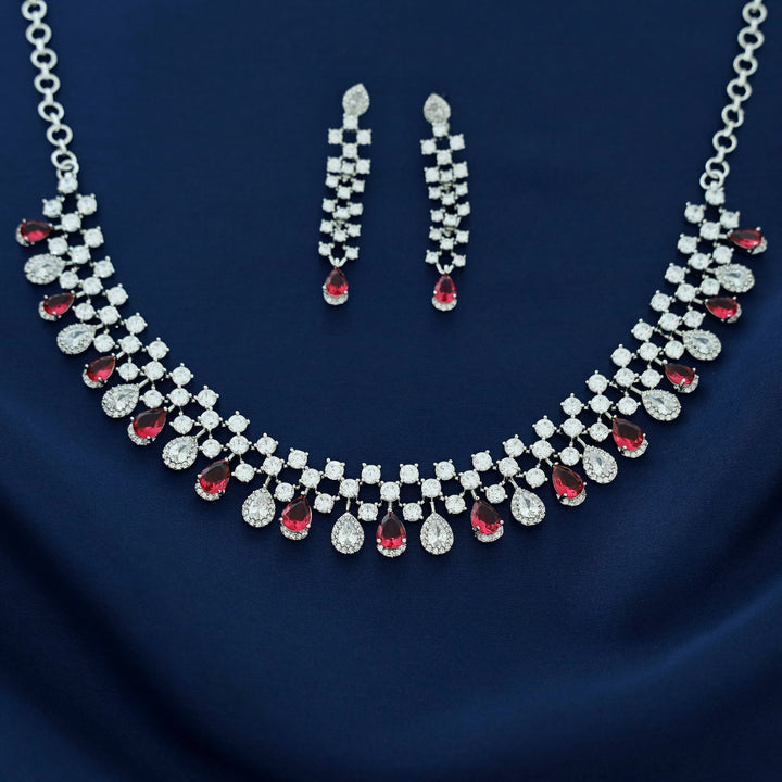 Elsie AD Stone Drop Short Neckpiece With Earring