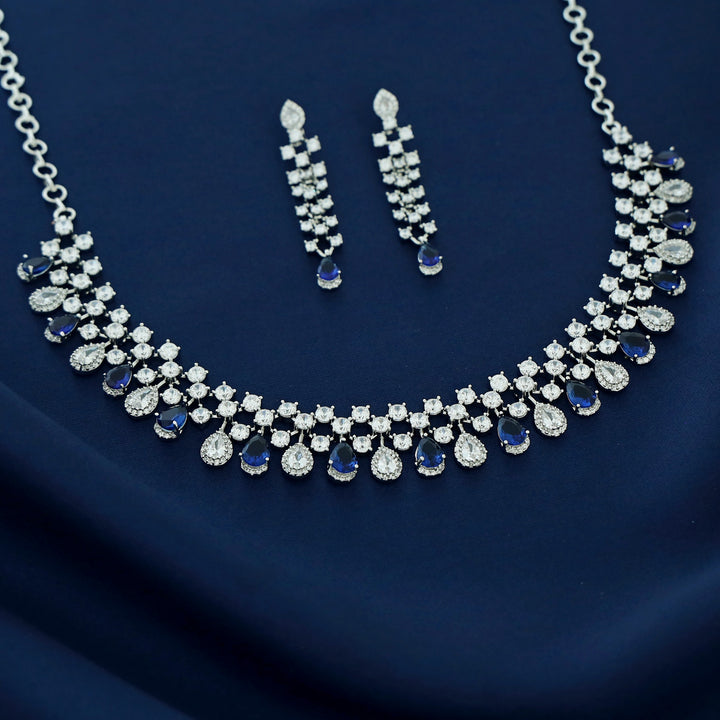 Elsie AD Stone Drop Short Neckpiece With Earring