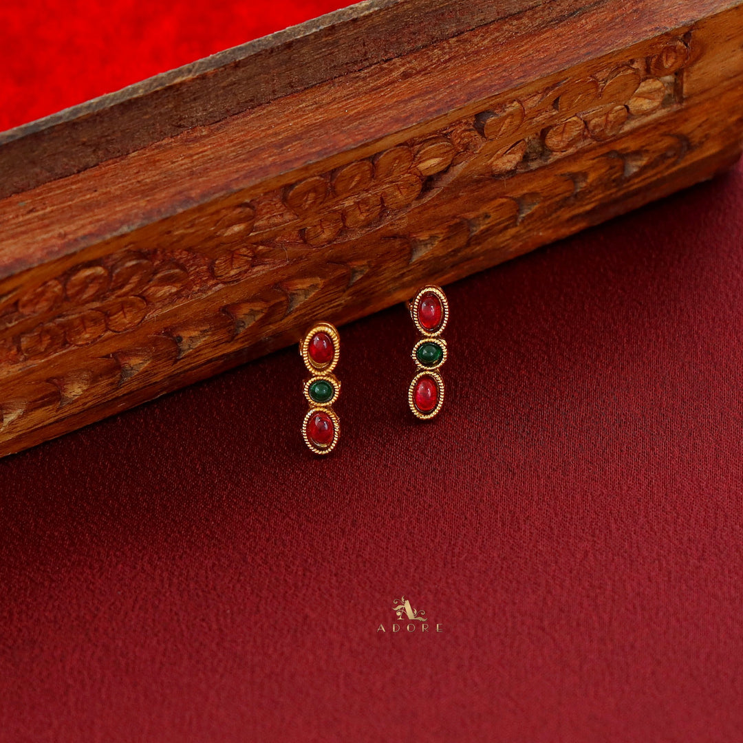 Vamika Tri Layer Kemp Stone Choker With Earring
