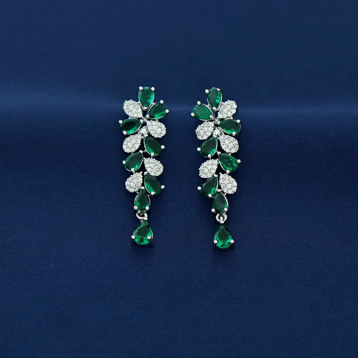 Anshya AD Stone Leafy Short Neckpiece With Earring