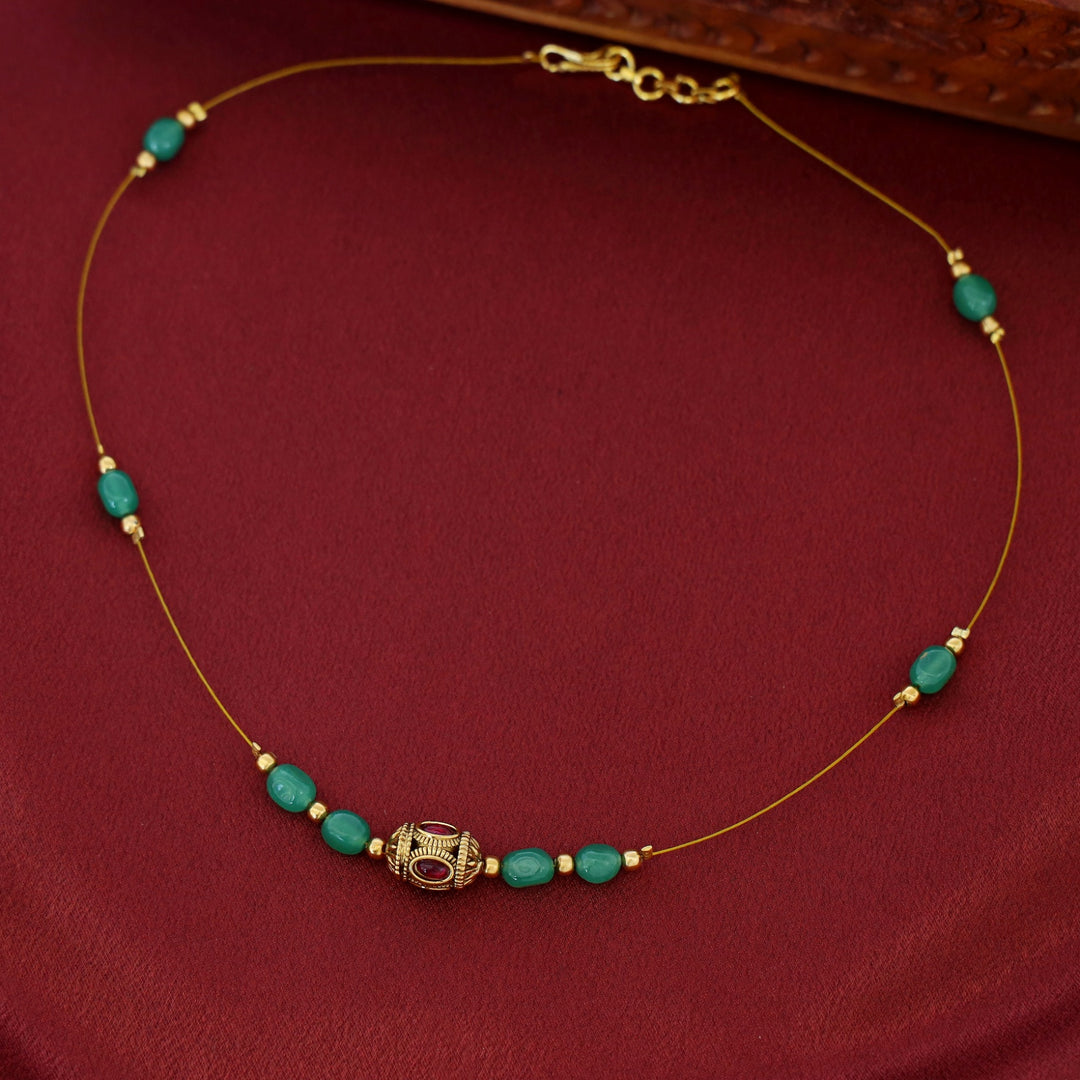 Abhisri Green Beads String Neckpiece