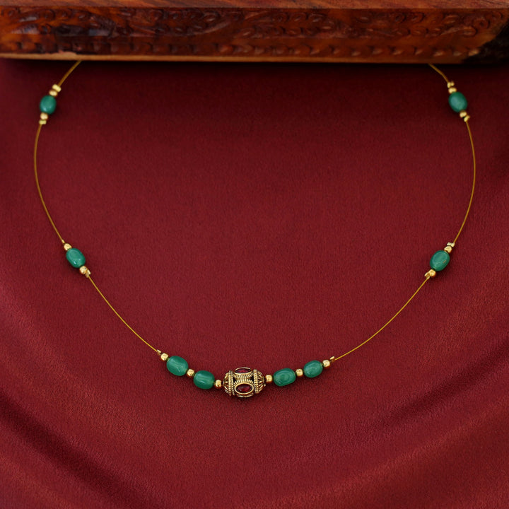 Abhisri Green Beads String Neckpiece