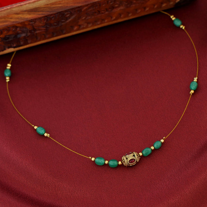 Abhisri Green Beads String Neckpiece