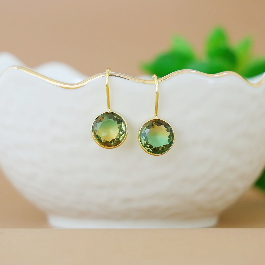 Glossy Round Drop Ametrine Stone Earring