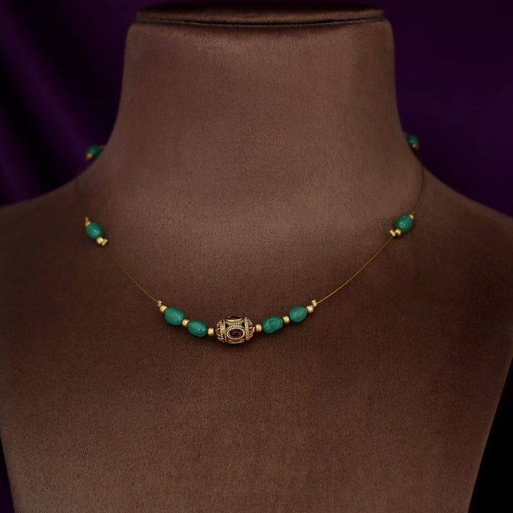 Abhisri Green Beads String Neckpiece