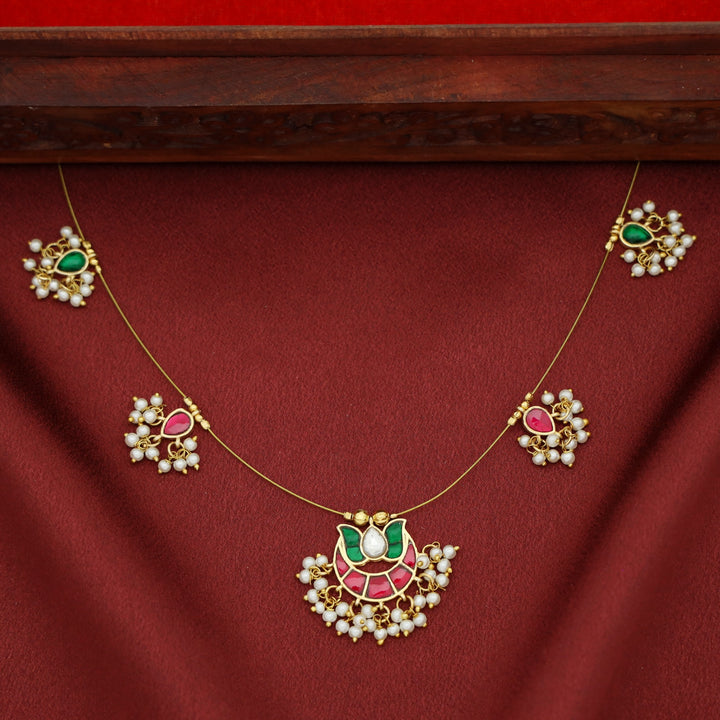 Arushi Lotus Pearl String Neckpiece