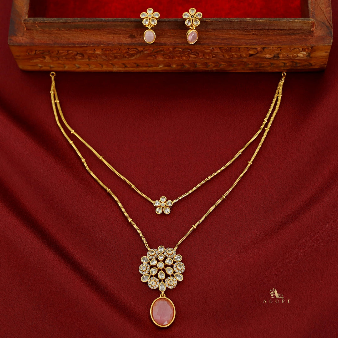 Hiya 2 Layer Blossom Flower Neckpiece With Earring