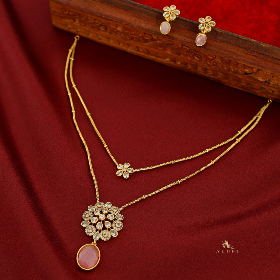 Hiya 2 Layer Blossom Flower Neckpiece With Earring