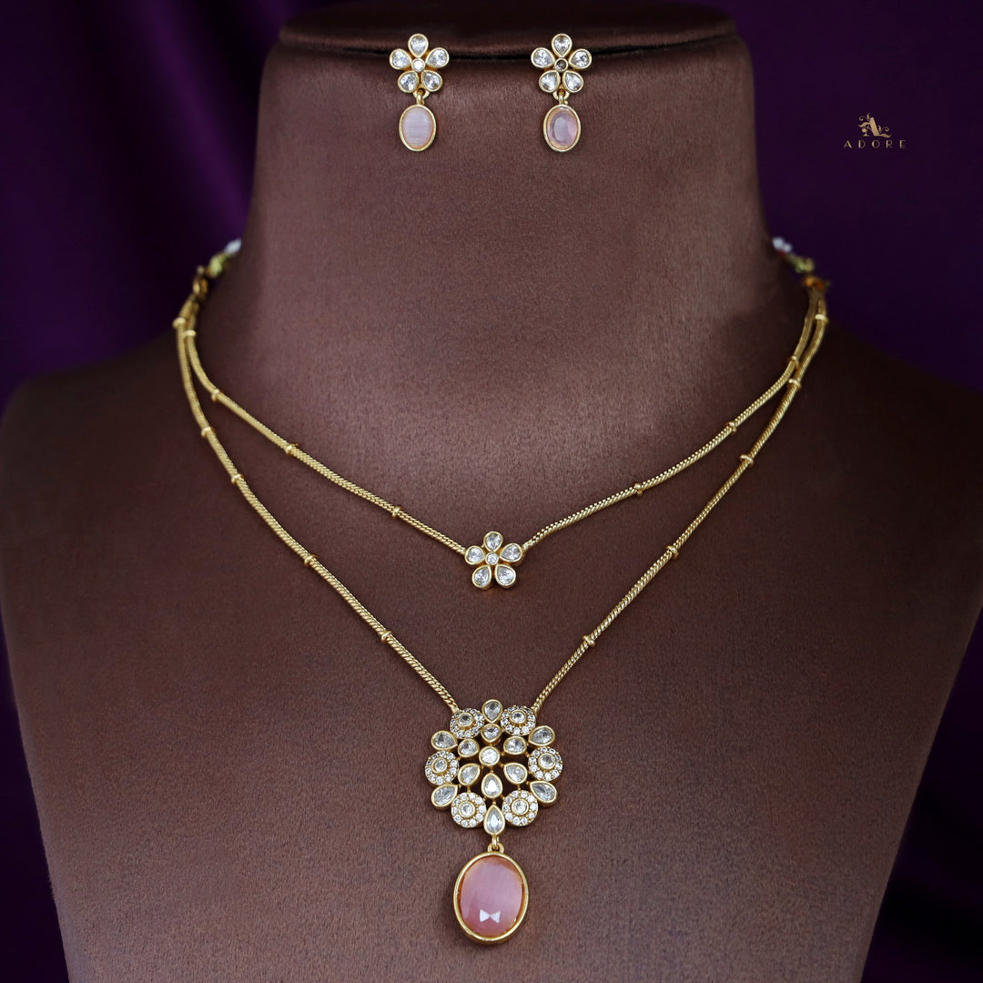 Hiya 2 Layer Blossom Flower Neckpiece With Earring