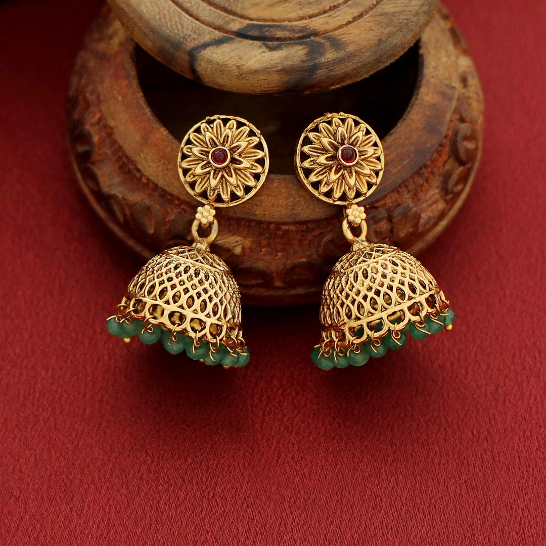 Bhanu Priya Beaded Mayura Pendant Neckpiece With Earring