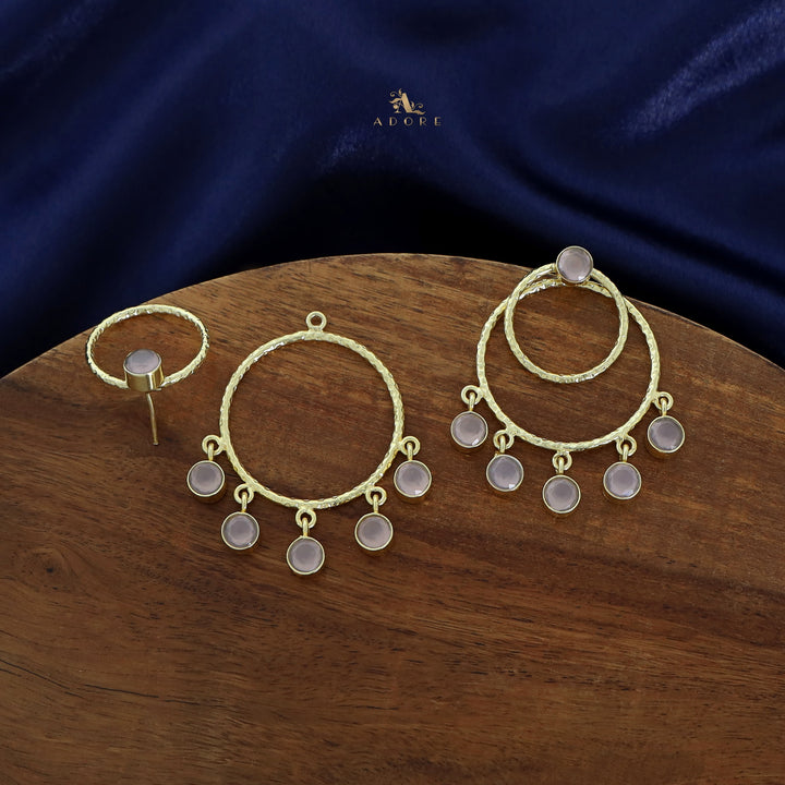 Gretel Dual Golden Hammered Round Glossy 2 in 1 Earring