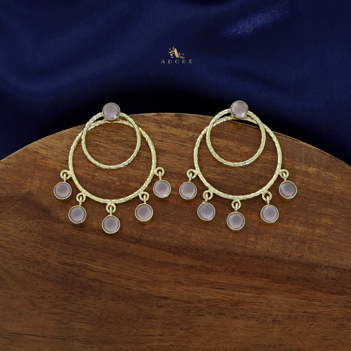 Gretel Dual Golden Hammered Round Glossy 2 in 1 Earring