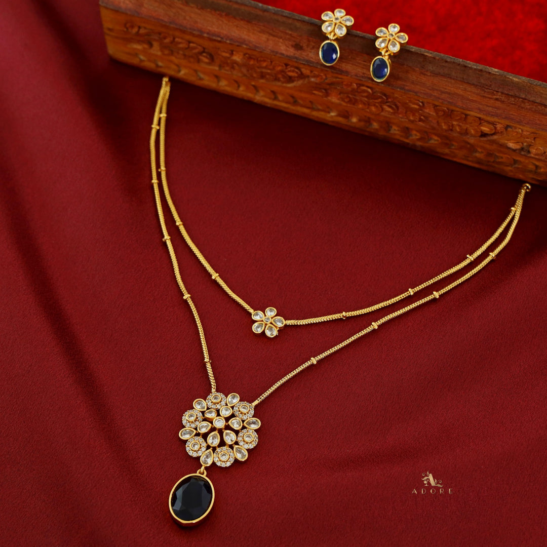 Hiya 2 Layer Blossom Flower Neckpiece With Earring