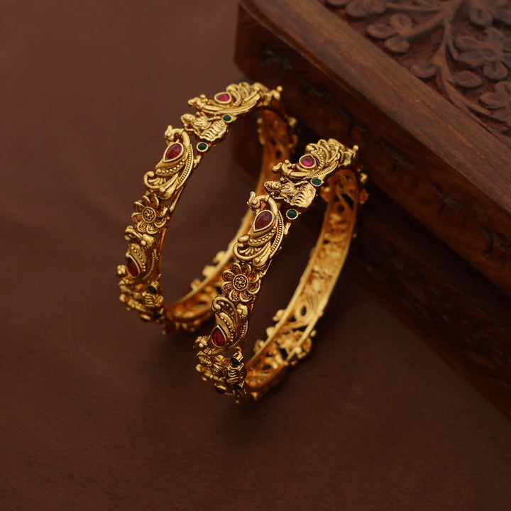 Arya Devi Mayura Flower Bangle (Set Of 2)