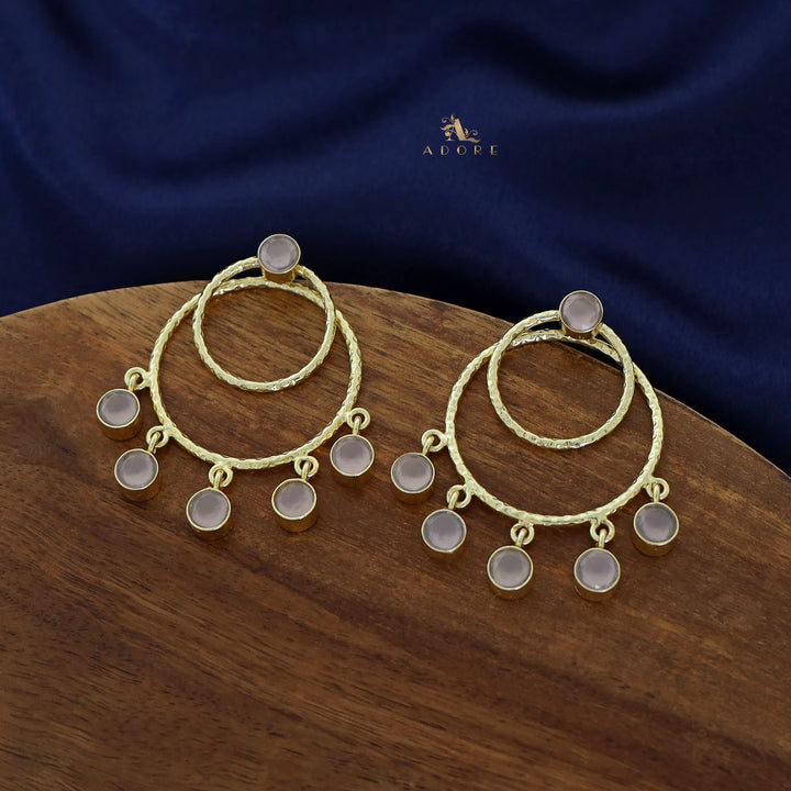 Gretel Dual Golden Hammered Round Glossy 2 in 1 Earring