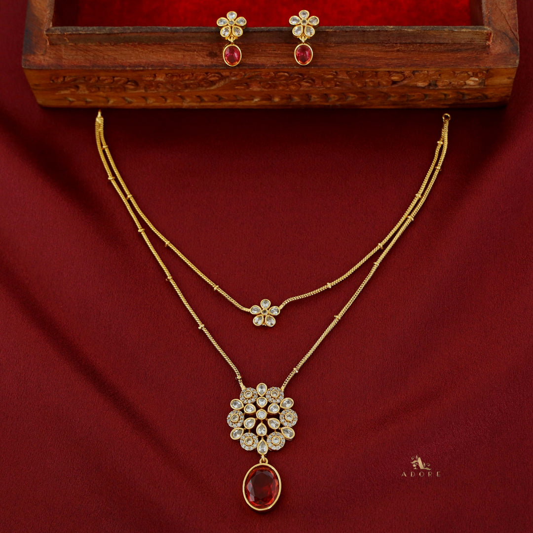 Hiya 2 Layer Blossom Flower Neckpiece With Earring