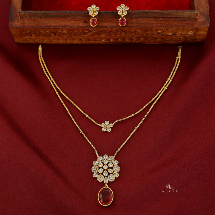 Hiya 2 Layer Blossom Flower Neckpiece With Earring
